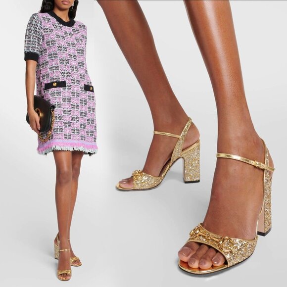 GUCCI SHOES GOLD METALLIC HORSEBIT SANDALS $990 sz 40 10 - Picture 2 of 16